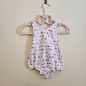 Kissy Kissy Pink Whale Watch Crab Ruffle Bum Baby Girl Romper 3-6M Pima Cotton